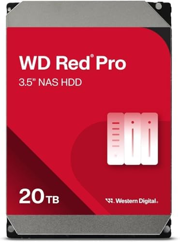 Western Digital 22TB WD Red Pro NAS Internal Hard Drive HDD - 7200 RPM, SATA 6 Gb/s, CMR, 512 MB Cache, 3.5" - WD221KFGX|B0B5W1CQ8W