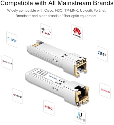 QSFPTEK 10GBASE-T SFP+ to RJ45 Module, 10Gb Copper RJ-45, Mini gbic SFP to Ethernet Network Optical Copper Transceiver Compatible with Dell GP-10GSFP-T, up to 30m|B0BX6G2CT6