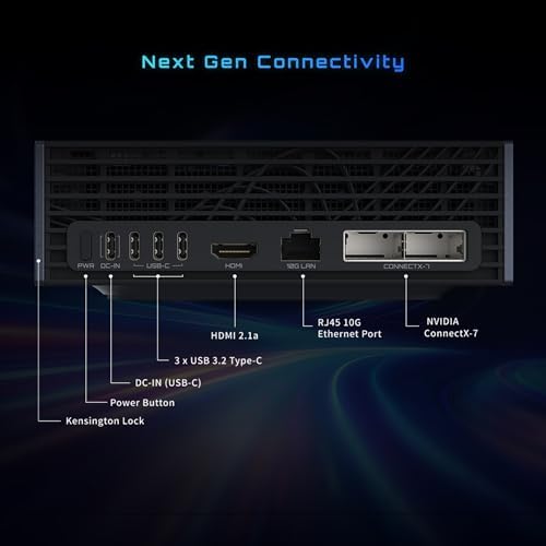 GIGABYTE AI TOP Atom Personal AI Supercomputer, Arm Cortex-X295 + Cortex A725, NVIDIA® Blackwell Architecture, 128GB LPDDR5X, 4TB PCIe 5.0 NVMe SSD, NVIDIA DGX™ OS, Black|B0FXHFBL54