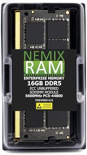 NEMIX RAM 16GB (1X16GB DDR5 5600MHZ PC5-44800 1Rx8 1.1V CL46 288-PIN ECC SODIMM Unbuffered PC Memory Compatible with Dell SNPXP90RC/16G AC774051