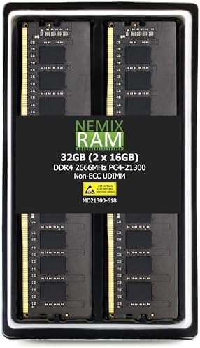 NEMIX RAM 64GB (2X32GB DDR4 2666MHZ PC4-21300 2Rx8 1.2V CL19 288-PIN ECC Unbuffered UDIMM Memory KIT Compatible with Dell Precision 3930 Rack Workstation