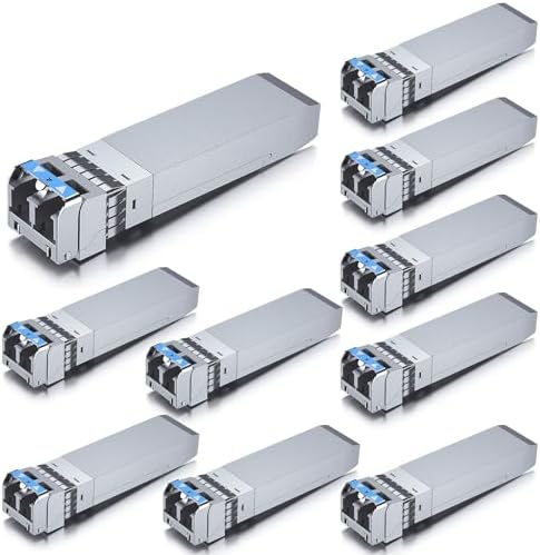 10GTEK 10GBase-SR SFP+ LC Transceiver, 10G 850nm Multimode SFP Module, up to 300 Meters, for Cisco SFP-10G-SR, Meraki MA-SFP-10GB-SR, Ubiquiti UniFi UF-MM-10G, Fortinet, TP-Link and More, Pack of 2|B08BP55663