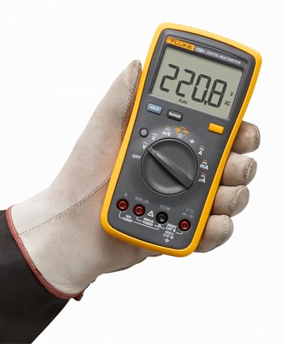 Fluke 15B+ Digital Multimeter, for Electrical Applications, Measures AC/DC Voltage and Current Measurements up to 1000V and 10A, Along with Resistance, Continuity, Diode, and Capacitance Capabilities