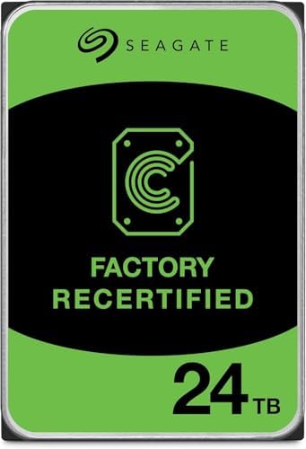 Seagate Exos X24 24TB Enterprise Hard Drive HDD SATA 6Gb/s 512MB Cache 7200 RPM 512e CMR Helium Sealed 3.5in Hard Drive ST24000NM000H (Renewed
