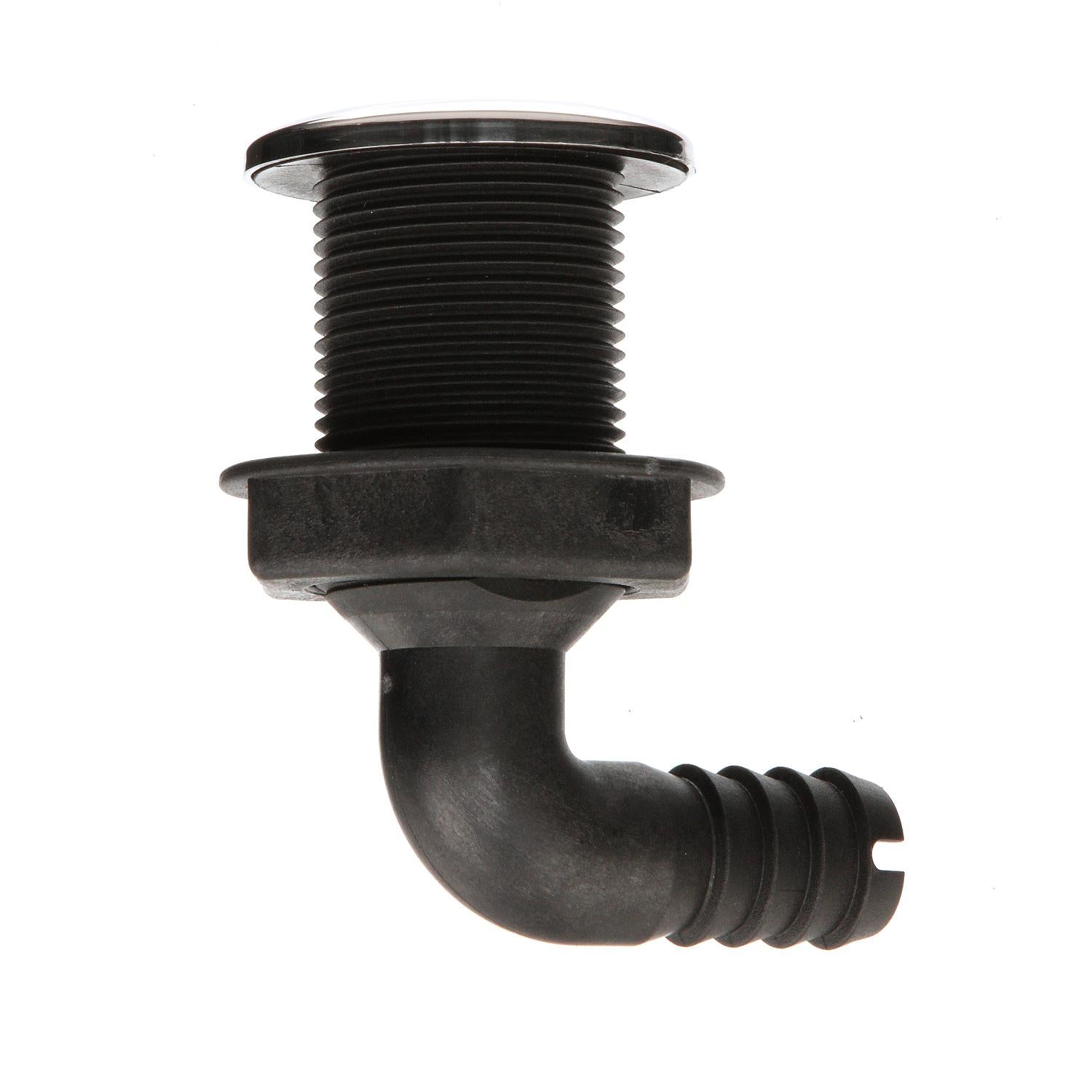 Seachoice 50-18541 90-Degree Thru-Hull Connector, Fits 3/4 In. ID Hose, 1-3/8 In. Max Hull, White
