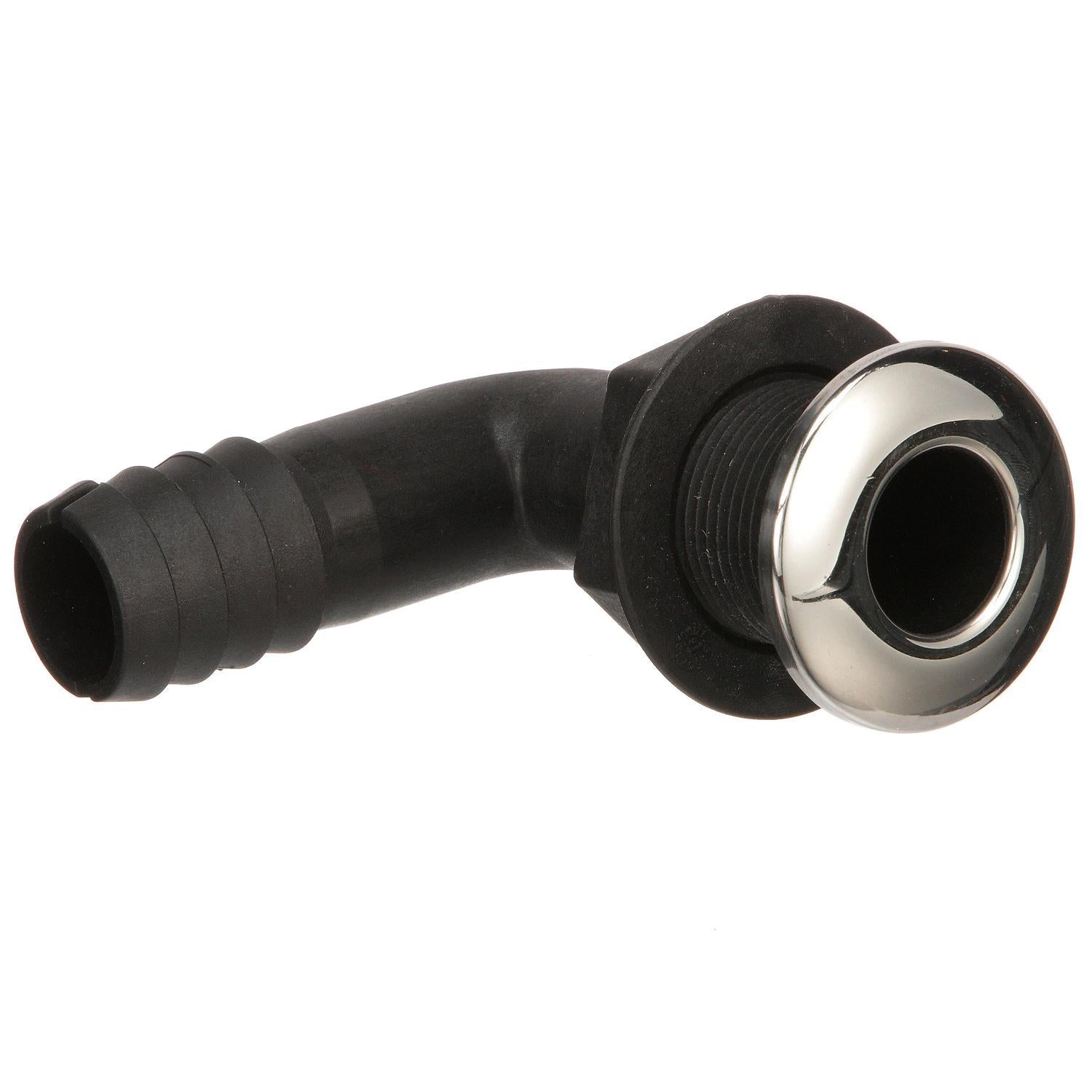 Seachoice 50-18561 90-Degree Thru-Hull Connector, Fits 1-1/8 In. ID Hose, 1-3/8 In. Max Hull