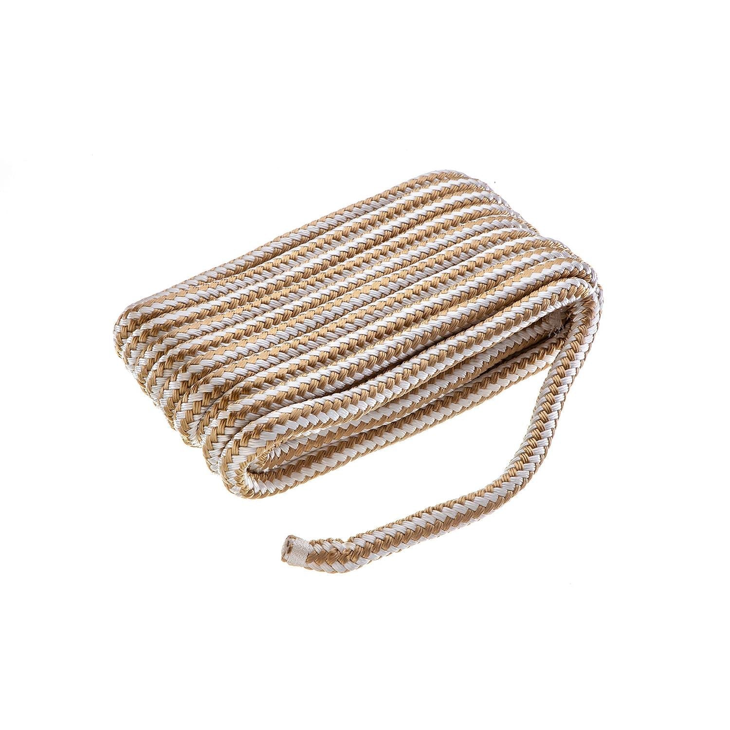 Seachoice Double-Braid Nylon Dock Line w/ Eye Splice, Pre-Shrunk, Heat Stabilized, 5/8 In. X 35 Ft., Gold White
