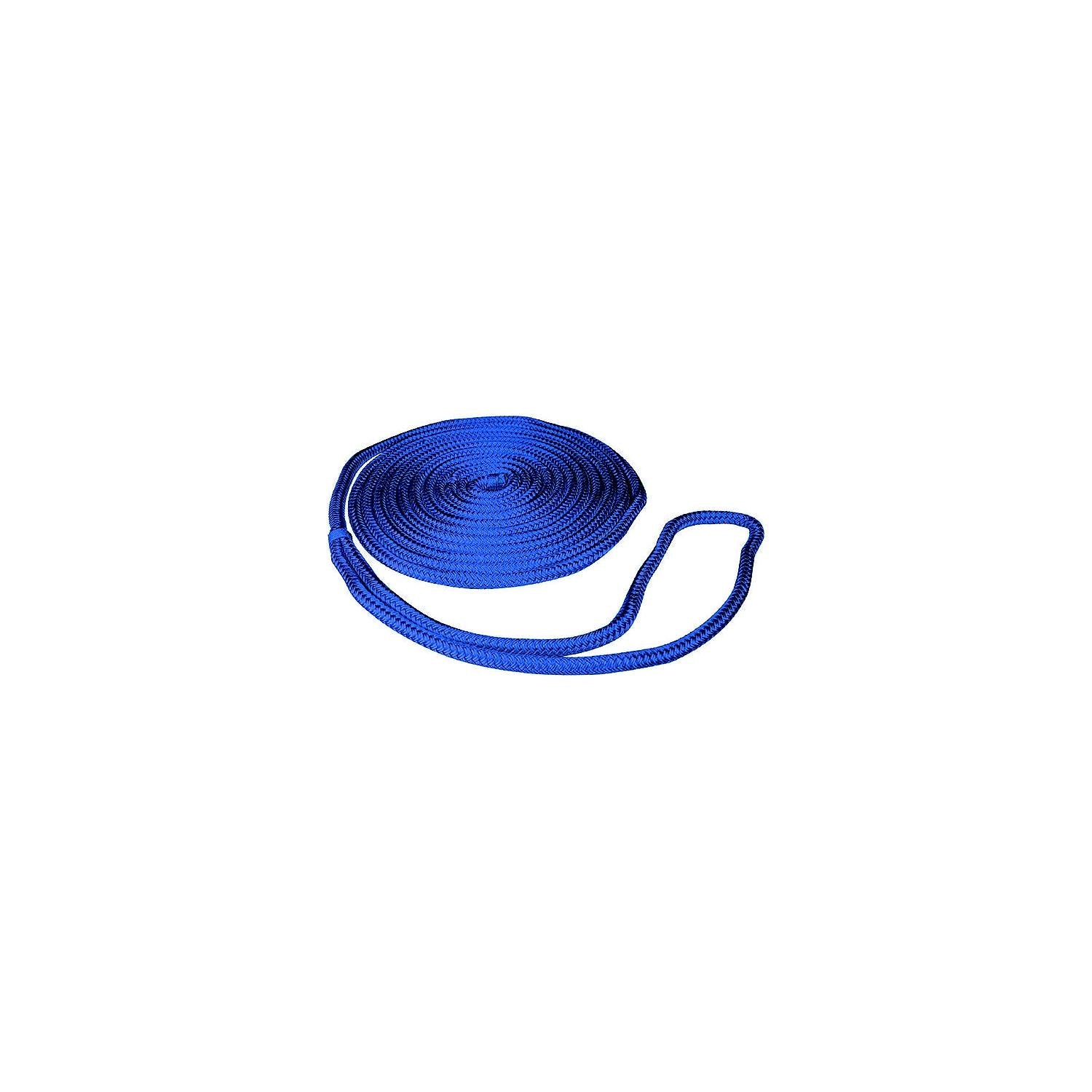 Seachoice Double-Braid Nylon Dock Line w/ Eye Splice, Pre-Shrunk, Heat Stabilized, 3/8 In. X 15 Ft., Blue