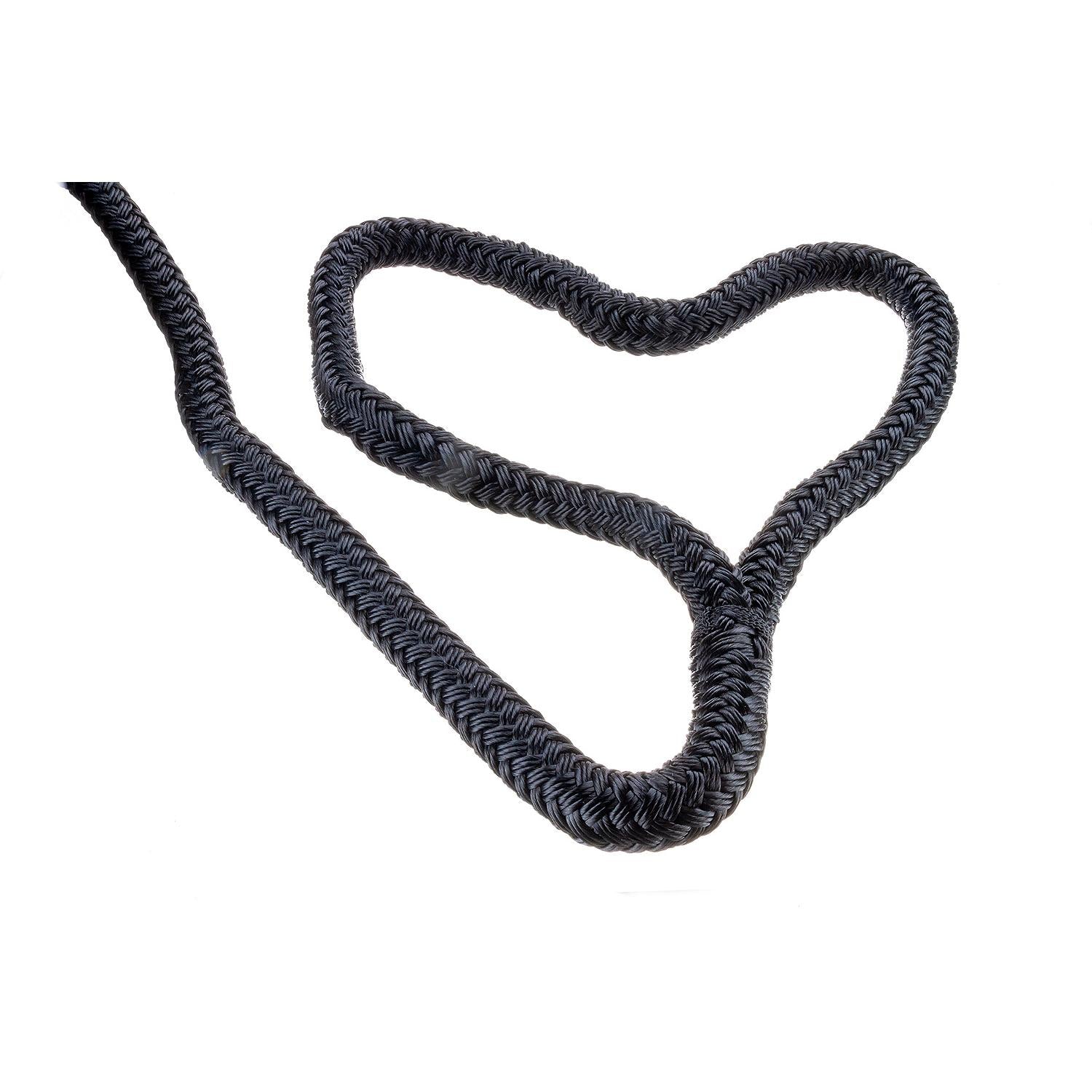 Seachoice Double-Braid Nylon Dock Line w/ Eye Splice, Pre-Shrunk, Heat Stabilized, 5/8 In. X 25 Ft., Black