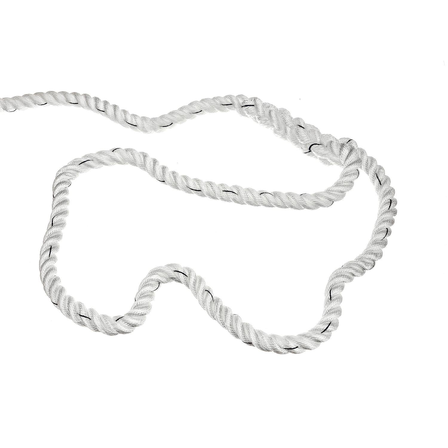 Seachoice 47631 Premium 3 Strand Twisted Nylon Dock Line, White w/ Blue Tracer, 3/4" x 25'