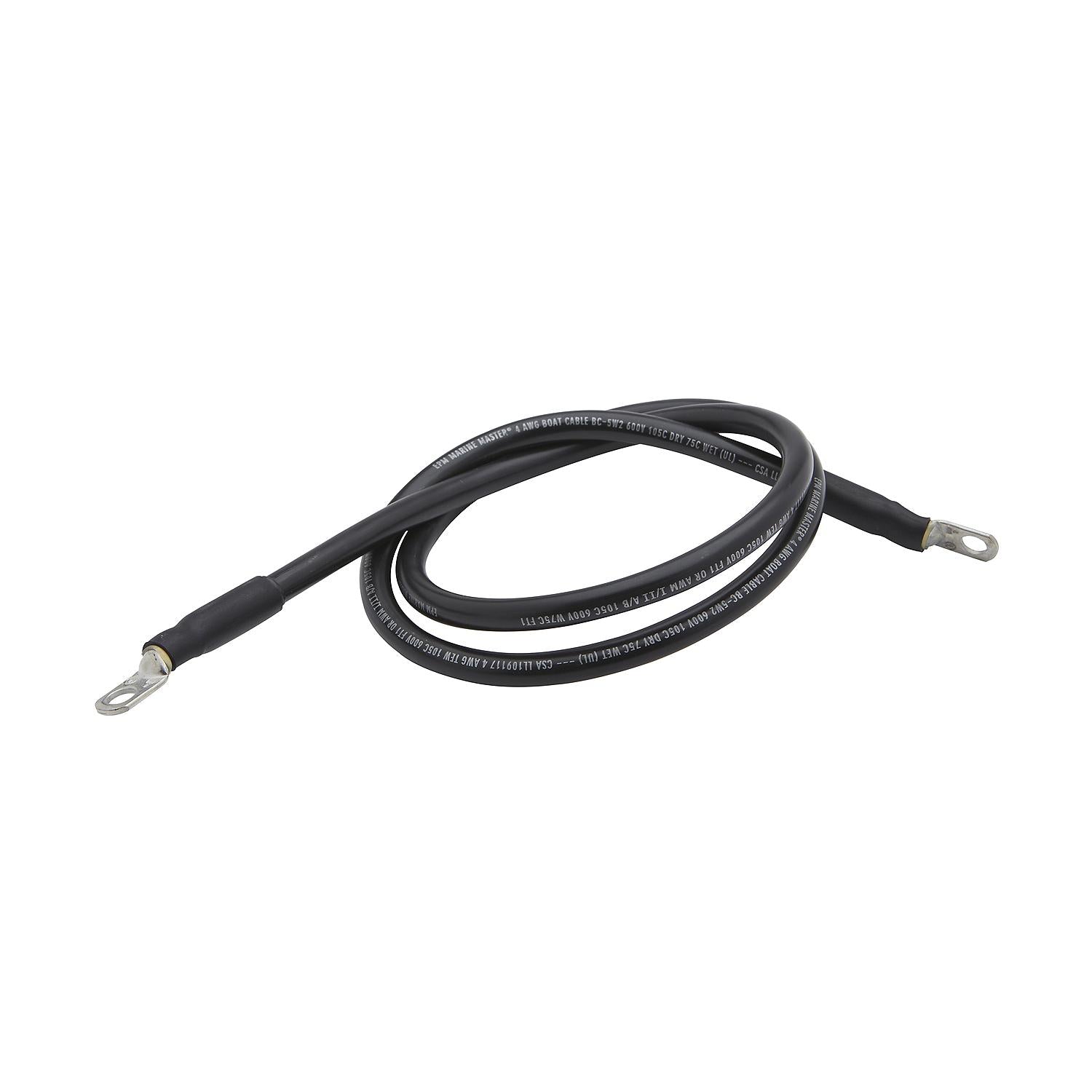 Seachoice 63024 Tinned Copper Battery Assembly, 4 AWG, Black, 6'