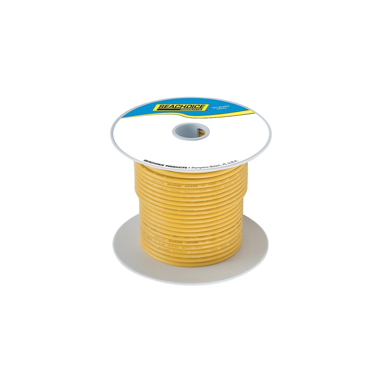 Seachoice 50-63144 Tinned Copper Marine Wire, 18 AWG, Yellow, 100'