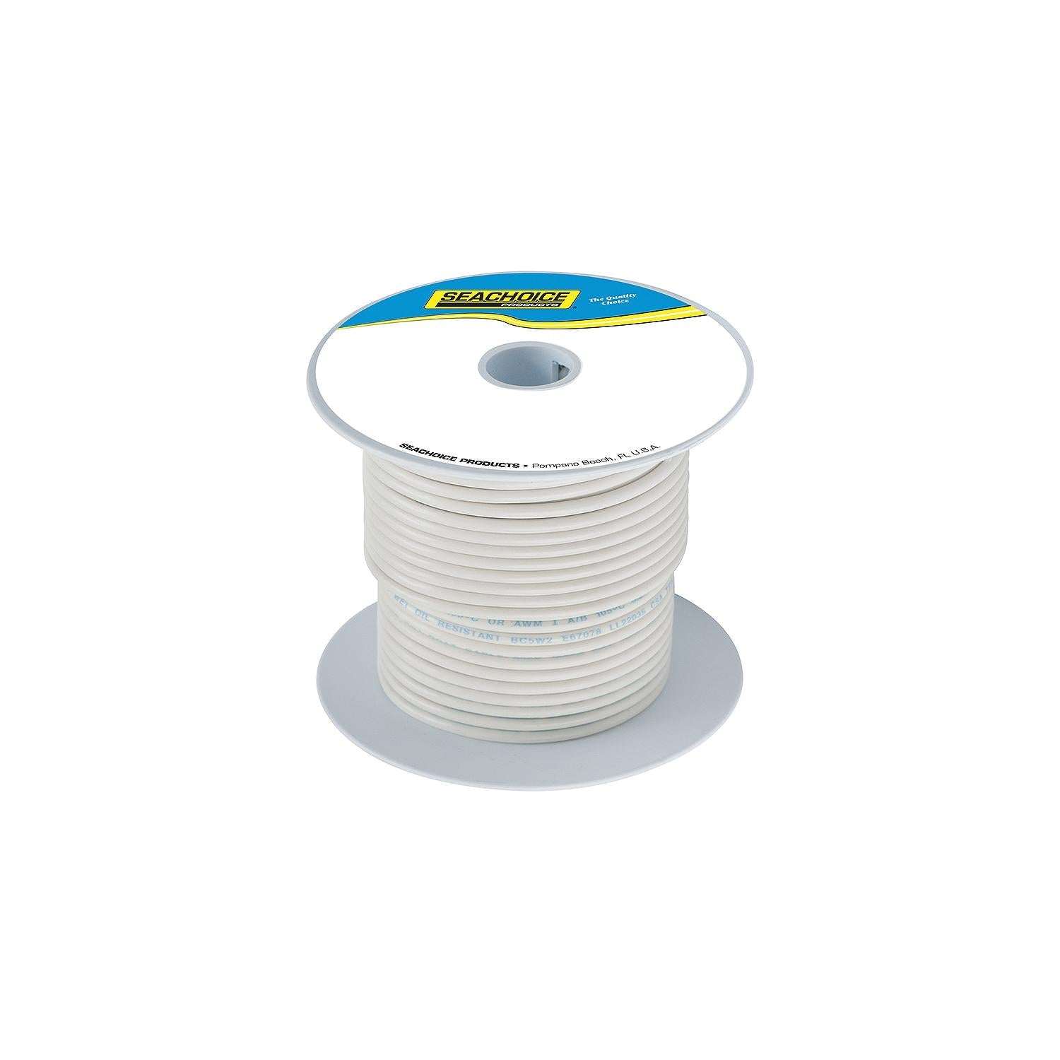Seachoice 50-63069 Tinned Copper Marine Wire, 10 AWG, White, 100'