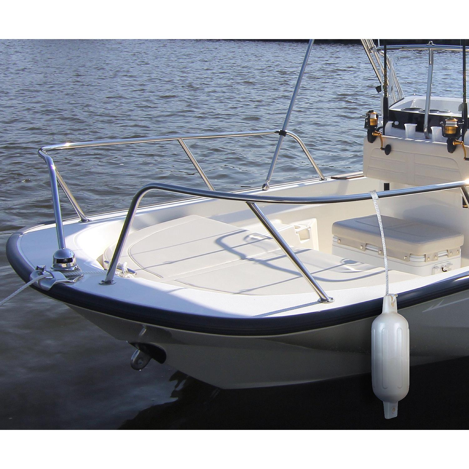 Seachoice DE79231S 79021 Twin Eye Ribbed Fender, White, 6.5 x 23"