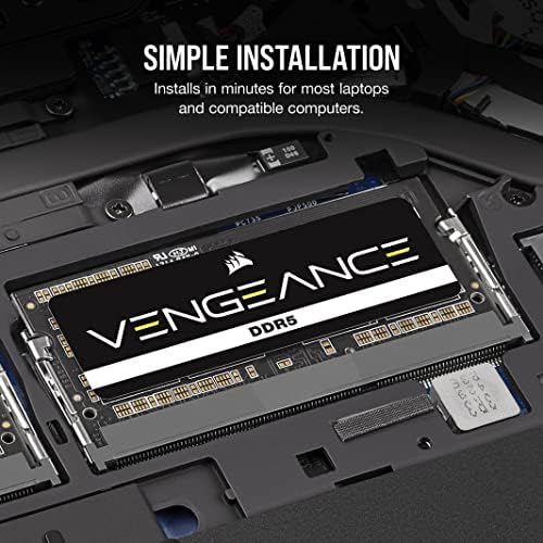 CORSAIR Vengeance SODIMM DDR5 RAM 32GB (1x32GB 4800MHz CL40-40-40-77 1.1V Intel AMD Laptop Notebook Memory - Black (CMSX32GX5M1A4800C40
