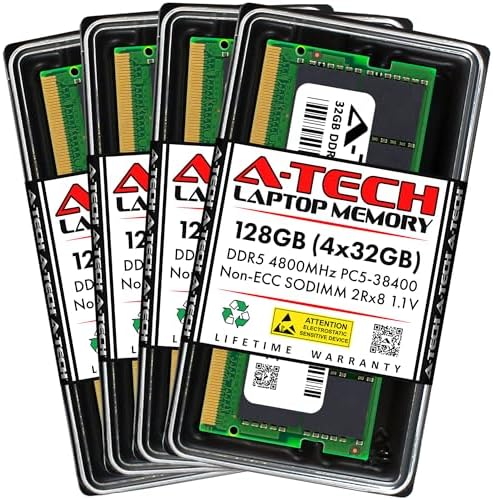 A-Tech 32GB Kit (2x16GB) DDR5 4800MHz PC5-38400 CL40 SODIMM 1.1V Non-ECC Unbuffered SO-DIMM 262-Pin Laptop Computer RAM Memory Upgrade Modules|B0B17CH652