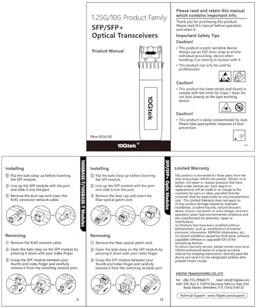 10GTEK 10GBase-SR SFP+ LC Transceiver, 10G 850nm Multimode SFP Module, up to 300 Meters, for Cisco SFP-10G-SR, Meraki MA-SFP-10GB-SR, Ubiquiti UniFi UF-MM-10G, Fortinet, TP-Link and More, Pack of 2|B08BP55663