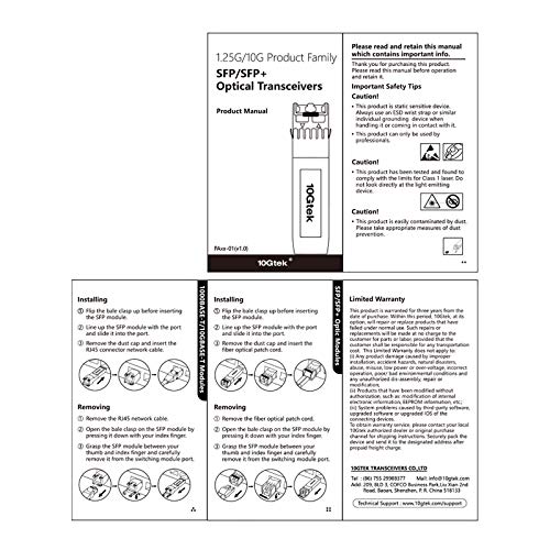 10GTEK 1.25G SFP-T, 1000BASE-T Copper SFP, SFP to RJ45 SFP Module Transceiver for Cisco SFP-GE-T, Meraki, Fortinet, Ubiquiti UniFi UF-RJ45-1G, D-Link, Supermicro, Netgear, TP-Link and More|B00U77IJ2M