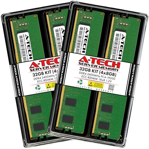 A-Tech 32GB Kit (2x16GB) DDR4 3200MHz PC4-25600 ECC RDIMM 2Rx8 Dual Rank 1.2V ECC Registered DIMM 288-Pin Server & Workstation RAM Memory Upgrade Modules (A-Tech Enterprise Series)|B0BPN6TWVB