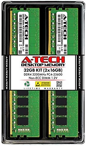 A-Tech 64GB (2x32GB DDR4 3200 MHz UDIMM PC4-25600 (PC4-3200AA CL22 DIMM 2Rx8 Non-ECC Desktop RAM Memory Modules
