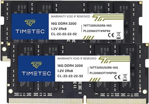 Timetec Premium 32GB KIT(2x16GB) DDR4 3200MHz (or 2933MHz or 2666MHz) PC4-25600 Non-ECC Unbuffered 1.2V CL22 2Rx8 Dual Rank 260 Pin SODIMM Laptop Notebook PC Computer Memory RAM Upgrade|B0FYP6H9T8
