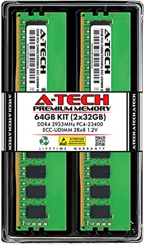 A-Tech Server 32GB Kit (2x16GB DDR4 2666MHz PC4-21300 ECC UDIMM 2Rx8 Dual Rank 1.2V ECC Unbuffered DIMM 288-Pin Server & Workstation RAM Memory Upgrade Modules (A-Tech Enterprise Series