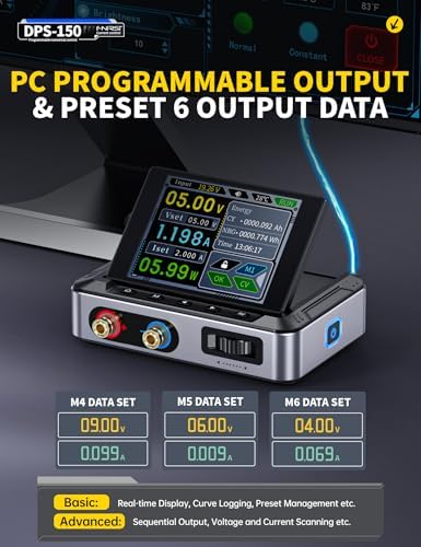 FNIRSI DPS-150 DC Power Supply Variable, 0-30V 0-5A Adjustable DC CNC Power Supply with 4-Digit IPS Display, <20mV Power Ripple, PD/QC/DC Input, PC Programmable Regulated Switching Power Supply