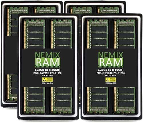 NEMIX RAM 128GB (4X32GB DDR4 2666MHZ PC4-21300 2Rx4 1.2V CL19 288-PIN ECC RDIMM Registered Server Memory KIT Compatible with Dell EMC PowerEdge XR2 Server