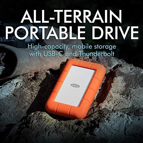 LaCie Rugged Thunderbolt USB-C 2TB External Hard Drive Portable HDD – USB 3.0 compatible, Drop Shock Dust Water Resistant, Mac and PC Computer Desktop Workstation Laptop, 1 Mo Adobe CC (STFS2000800