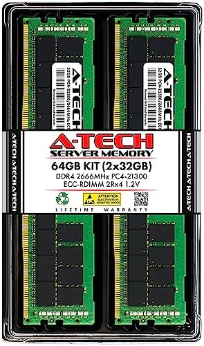 A-Tech 32GB Kit (2x16GB) DDR4 3200MHz PC4-25600 ECC RDIMM 2Rx8 Dual Rank 1.2V ECC Registered DIMM 288-Pin Server & Workstation RAM Memory Upgrade Modules (A-Tech Enterprise Series)|B0BPN6TWVB