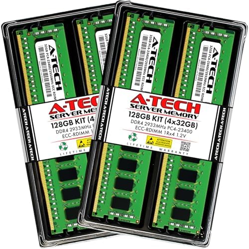 A-Tech 64GB Kit (2x32GB DDR4 2400MHz PC4-19200 ECC RDIMM 2Rx4 Dual Rank 1.2V ECC Registered DIMM 288-Pin Server & Workstation RAM Memory Upgrade Modules (A-Tech Enterprise Series