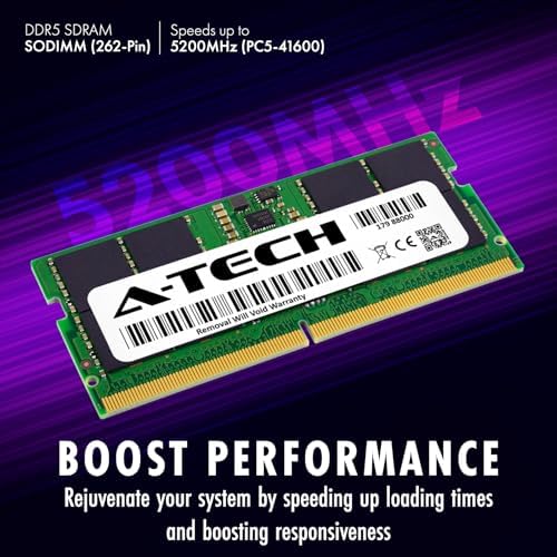 A-Tech 32GB DDR5 4800MHz PC5-38400 CL40 SODIMM 2Rx8 Dual Rank 1.1V Non-ECC Unbuffered SO-DIMM 262-Pin Laptop Computer RAM Memory Upgrade Module|B0B1718KB1
