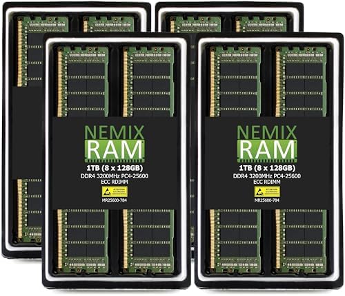 NEMIX RAM 256GB (8X32GB DDR4 3200MHZ PC4-25600 2Rx4 1.2V CL22 288-PIN ECC RDIMM Registered Server Memory KIT Compatible with Dell PowerEdge R650xs Rack Server