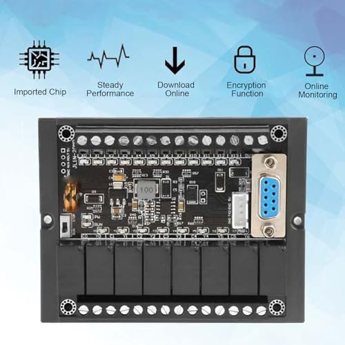 OVAQUIXI PLC Controller Board, DC 24V Programmable Logic Controller Module Rail Type Housing with Relay Output TTL and RS232 Ports|B0G44HH9FJ