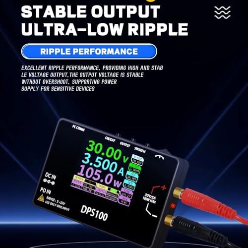 DPS100 Laboratory DC Power Supply, 30V 5A Adjustable, 100W max,with 2.4-inch IPS Display, <20mV Power Ripple, PD/QC/DC Input, Mini Portable Switching Power Supply (NO Power Adapter)|B0F25WQ89B