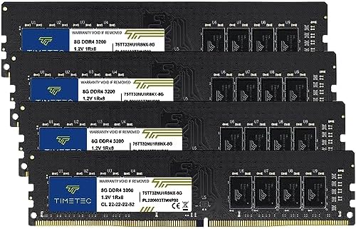 Timetec Pinnacle Konduit 32GB KIT(2x16GB) DDR4 3200MHz PC4-25600 CL16-18-18-38 XMP2.0 Overclocking 1.35V Dual Rank Compatible for AMD and Intel Desktop Gaming PC Memory Module - Black|B09T2G15VF