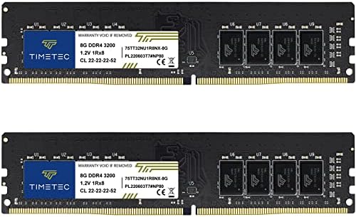 Timetec Pinnacle Konduit 32GB KIT(2x16GB) DDR4 3200MHz PC4-25600 CL16-18-18-38 XMP2.0 Overclocking 1.35V Dual Rank Compatible for AMD and Intel Desktop Gaming PC Memory Module - Black|B09T2G15VF