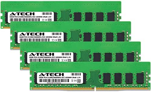 A-Tech 64GB Kit (4x16GB RAM for Dell PowerEdge R230, R240, R250, R330, R350, T130, T140, T30, T340, T350 | DDR4 2666MHz PC4-21300 ECC-UDIMM 2Rx8 ECC Unbuffered Server Memory Upgrade