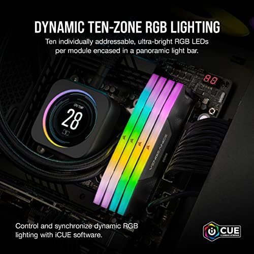 CORSAIR Vengeance RGB DDR5 RAM 16GB (2x8GB 5200MHz CL40 Intel XMP iCUE Compatible Computer Memory - Black (CMH16GX5M2B5200C40