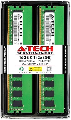 A-Tech Server 32GB Kit (2x16GB DDR4 2666MHz PC4-21300 ECC UDIMM 2Rx8 Dual Rank 1.2V ECC Unbuffered DIMM 288-Pin Server & Workstation RAM Memory Upgrade Modules (A-Tech Enterprise Series