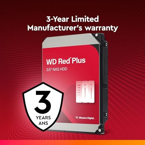 Western Digital 2TB WD Red Plus NAS Internal Hard Drive HDD - 5400 RPM, SATA 6 Gb/s, CMR, 64 MB Cache, 3.5" -WD20EFPX