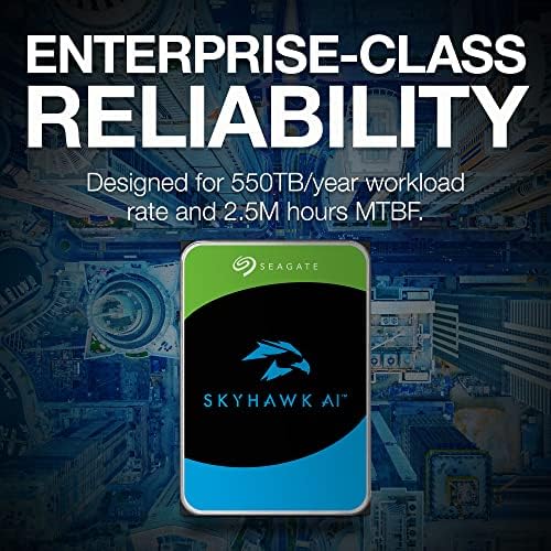 Seagate Skyhawk AI 16TB Video Internal Hard Drive HDD – 3.5 Inch SATA 6Gb/s 512MB Cache for DVR NVR Security Camera System with Drive Health Management and in-House Rescue Services (ST16000VE004