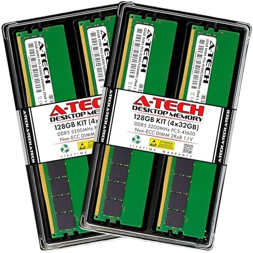 A-Tech 32GB DDR5 4800MHz PC5-38400 CL40 UDIMM 2Rx8 Dual Rank 1.1V Non-ECC Unbuffered DIMM 288-Pin Desktop PC/Computer RAM Memory Upgrade Module|B0B17JW787