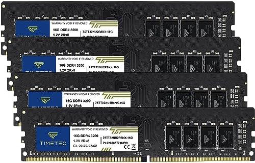 Timetec Pinnacle Konduit 32GB KIT(2x16GB) DDR4 3200MHz PC4-25600 CL16-18-18-38 XMP2.0 Overclocking 1.35V Dual Rank Compatible for AMD and Intel Desktop Gaming PC Memory Module - Black|B09T2G15VF