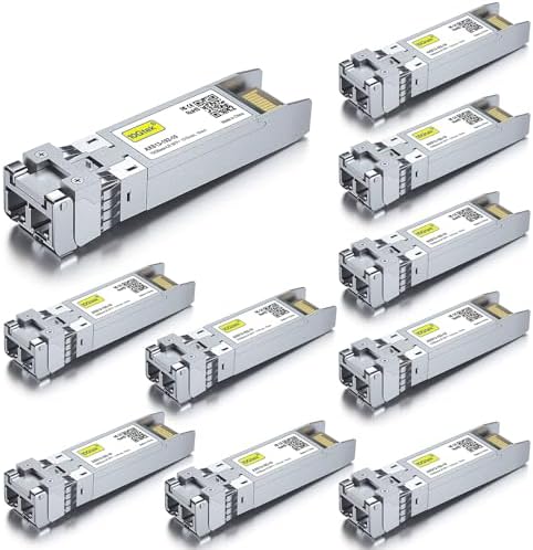 10GTEK 10GBase-SR SFP+ LC Transceiver, 10G 850nm Multimode SFP Module, up to 300 Meters, for Cisco SFP-10G-SR, Meraki MA-SFP-10GB-SR, Ubiquiti UniFi UF-MM-10G, Fortinet, TP-Link and More, Pack of 2|B08BP55663