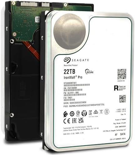 Seagate (Recertified IronWolf Pro 16TB NAS Internal Hard Drive HDD – CMR 3.5 Inch SATA 6Gb/s 7200 RPM 256MB Cache for RAID Network Attached Storage (ST16000NE000