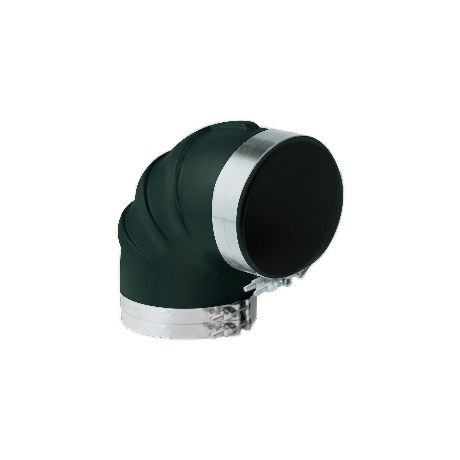Trident Marine TRL-290-S/S Trident Black Rubber 90° Elbow w/T-Bolt Clamps, 2"