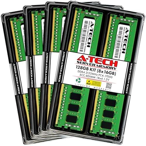 A-Tech 64GB Kit (2x32GB DDR4 2133MHz PC4-17000 ECC RDIMM 2Rx4 Dual Rank 1.2V ECC Registered DIMM 288-Pin Server & Workstation RAM Memory Upgrade Modules (A-Tech Enterprise Series
