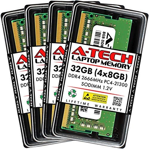 A-Tech 32GB (2x16GB DDR4 2666MHz PC4-21300 (PC4-2666V CL19 SODIMM 1.2V 260-Pin Non-ECC SO-DIMM Laptop Notebook RAM Memory Modules
