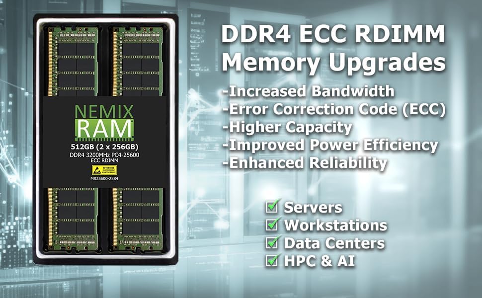 NEMIX RAM 8GB (1X8GB DDR4 2666MHZ PC4-21300 1Rx4 1.2V CL19 288-PIN ECC RDIMM Registered Server Memory Compatible with Samsung M393A1G40EB2-CTD